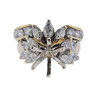 14k Gold Diamond Wedding Bridal Ring Mounting Set