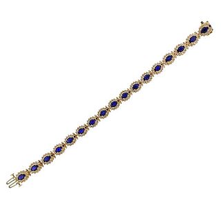 14K Gold Diamond Sapphire Bracelet