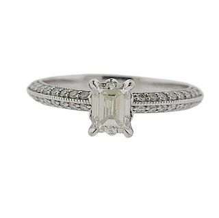 14K Gold 0.80ct Emerald Cut Diamond Engagement Ring