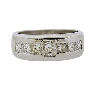 Platinum Princess Cut Diamond Band Ring