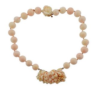 14K Gold Coral Necklace 