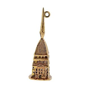 18K Gold Tower Building Charm