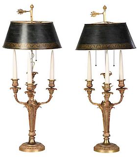 Pair of Louis XVI Style Gilt Bronze Candelabras