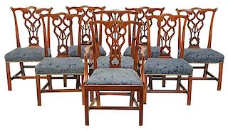 Eight George III Carved Mahogany Dining Chairs