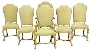 Set of Queen Anne Style Painted Dining Chairs