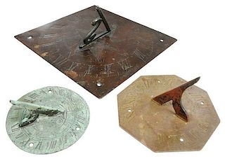 Group of Three Dated Bronze Sundials