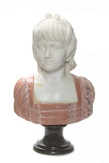 * A Continental Mixed Marble Bust, Height 22 1/4 inches.