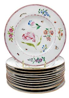 Twelve Chinese Famille Rose Plates With Insects