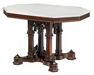 Fine Gothic Revival Rosewood Center Table