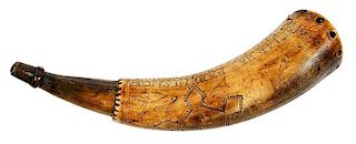 1760 Crown Point Engraved Powder Horn