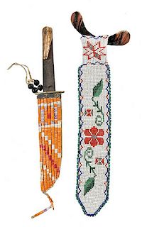 Quilled Knife Sheath and Loom Beaded Necktie