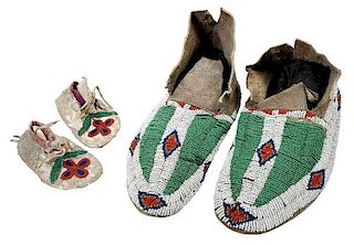 Two Pair Beaded Moccasins