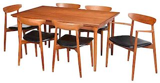 Danish Modern Teak Table and Six Chairs
