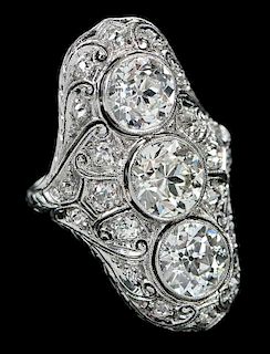 Antique Platinum and Diamond Ring