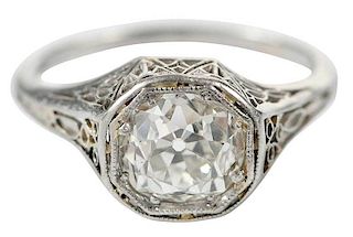 Platinum Diamond Antique Ring