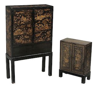 Two Antique Chinese Lacquered and
