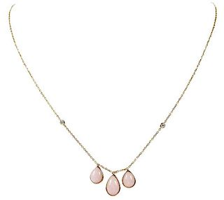 18kt. Pink Opal and Diamond Necklace
