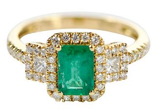 18kt. Emerald and Diamond Ring