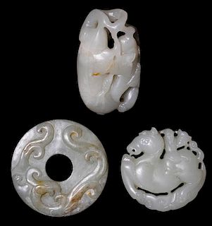 Three Celadon Jade Carvings