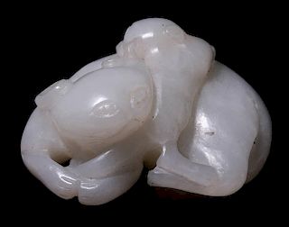 Antique Carved White-to-Amber Jade