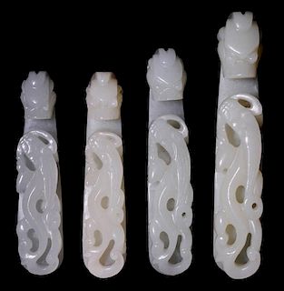 Four Carved Celadon Jade