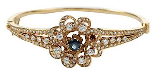 14kt. Diamond, Pearl and Sapphire Bracelet