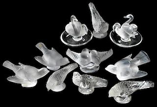 Ten Glass Birds including Lalique