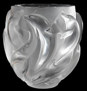 Lalique Dauphin Glass Vase