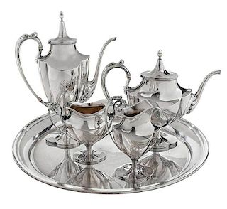 Four Piece Sterling Tea Service, Tray