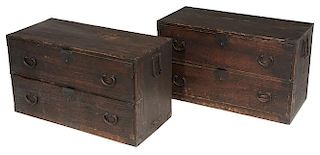 Asian Iron Mounted Two Part Chest