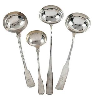 Four New York Coin Silver Ladles