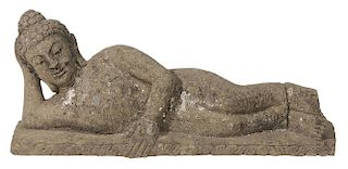 Carved Stone Figure of a Reclining
