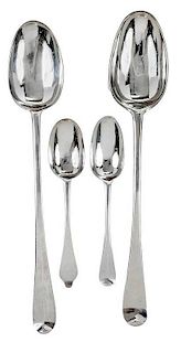 Four Pieces Early English Silver Flatware