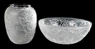 Lalique Pinsons Bowl and Biches Vase