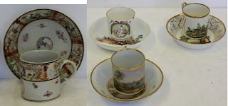4 Antique Porcelain Cups and Saucers