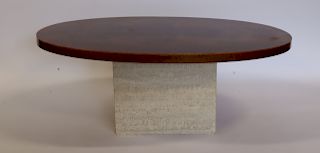 Oval Mahogany Top with Marble Base Table