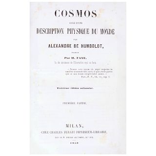 Humboldt, Alexandre de. Cosmos Essai d'Une Description Physique du Monde. Milan: Chez Charles Turati Imprimeur, 1850. Tomo I.