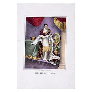 Michaud y Tomas, Julio. Agustín de Iturbide. Litografía coloreada, 29.5 x 21 cm.
