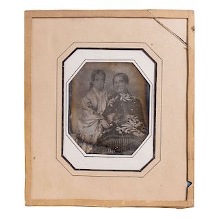 Hallsey. Sra. Filomena Flores Alatorre y Niña Guadalupe Espinosa y Calderón. Daguerrotipo, 7 x 6 cm. (imagen).