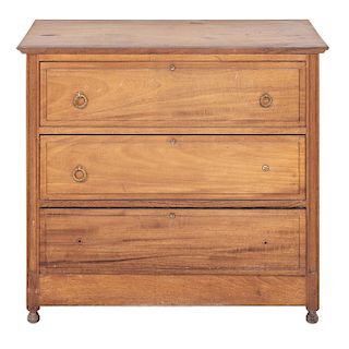 DRAWER. XX CENTURY. Made of carved wood. With rectangular cover, 3 drawers with ringed handles.