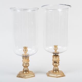 Pair of XIV Style Brass and Glass Photophores