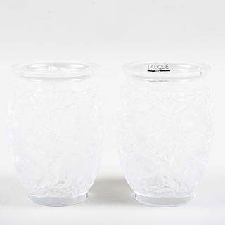Pair of Lalique Glass Vases in the 'Bagatelle' Pattern