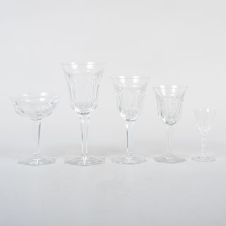 Moser Art Deco Style Glass Part Stemware Service in the 'Pope' Pattern