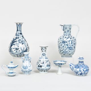 Seven Asian Blue and White Porcelain Table Wares