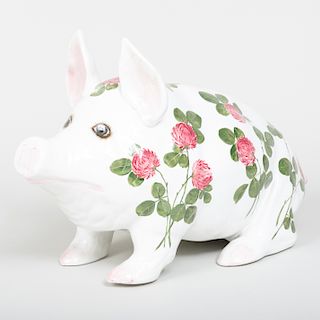 Large Wemyss Porcelain Pink Clover Pig