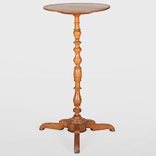 Regency Style Pine Bench, a Candlestand and a Wrought Iron Hound Umbrella Stand