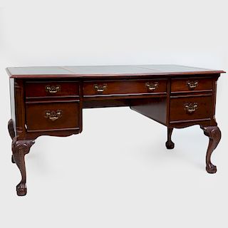 George III Style Mahogany Desk on Claw Feet, of Recent Manufacture