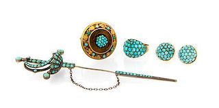 A Collection of Antique Turquoise Jewelry, 21.70 dwts.