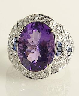 Lady's Approx. 8.02 Carat Amethyst and 18 Karat White Gold Ring
