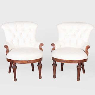 Pair of Victorian Mahogany Slipper Chairs